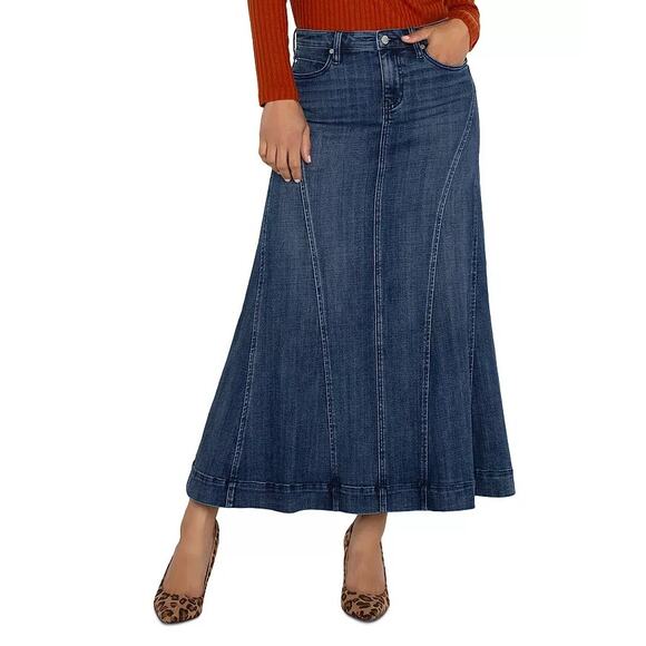 Liverpool Los Angeles Women Blue Woodward Denim Mermaid Maxi Skirt Size 4/27 - Picture 4 of 4